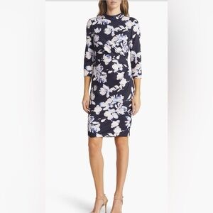 ELIZA J Floral Mock Neck Sheath Cutout Back Dress - Size 4
